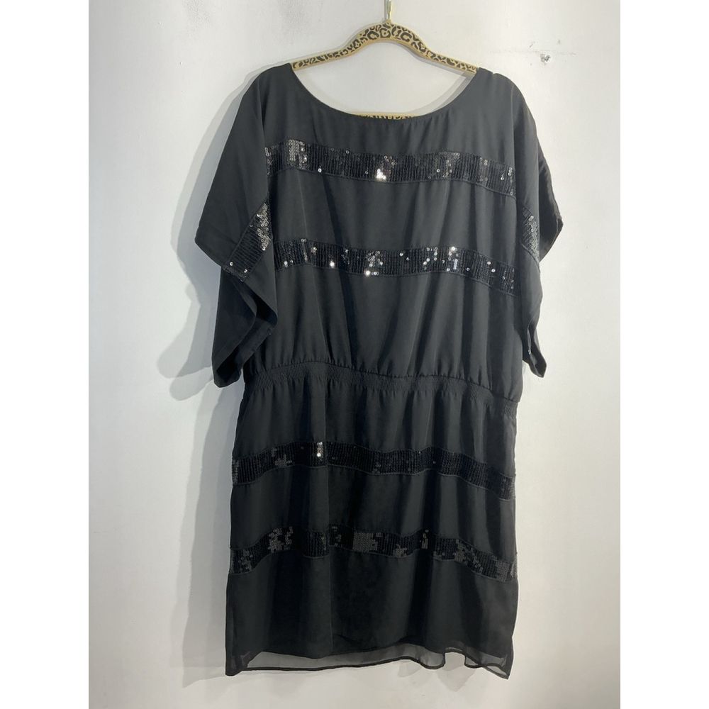 Junior Girls Plus Jessica Simpson Pullover Party Dress 2x Black Sequin Lined NWT